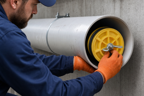 Técnico instalando un tapón mecánico Gripper